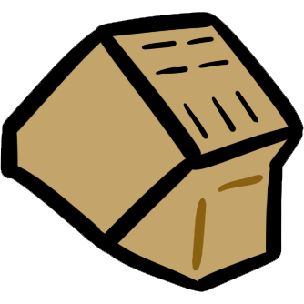 A drawing of a light brown, empty knife block, with slots where knives would fit.